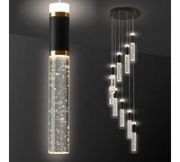 ZBZFGE Chandelier LED 9 lumière, Moderne en Cristal Noir Or pour Salle Manger, enterre de Luxe avec Monture à la télécommande