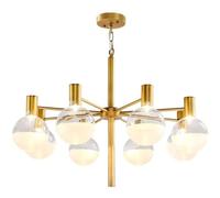 ZBZFGE Chandelier Moderne, Pendentif Noir de 12 lumières avec Une Nuance de Verre Globe Industrielle résiduelle rétro la lumière pour Le Salon Salle à Manger Chambre-Noir. （Golden.-8 Lumière）