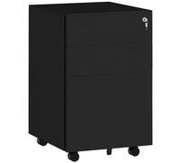 ZBZFGE Classeur Vertical Mobile avec 3 tiroirs, bac à stylos verrouillable, 5 Roues, Rangement de Bureau en Acier pré-assemblé pour Lettre légale A4, Noir, Gain de Place