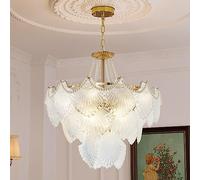 ZBZFGE Crystal Chandelier Golden Vintage Pendant l'éclairage avec Tambour Feuilles plafonnier Pilote Parfait pour Le de la Chambre à Manger du Salon