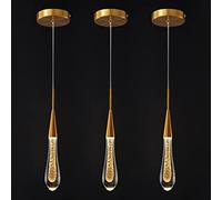 ZBZFGE en Cristal Moderne Dimmable LED Plafond Light Crystal Bubble Pendant Lights Salon Room Hall 45W Chandeliers d'escalier （Gold 3 Pack）