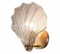 ZBZFGE Glass Shell Shape Bedroom Iron Anti-Rust Lamp Gold Bathroom Dressing Table Wall for Living Room (Amber 1Pack)