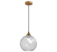 ZBZFGE Hammered Glass Pendant Lamp | 20cm Globe Ceiling Light for Living Room Kitchen (Clear)