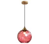 ZBZFGE Hammered Glass Pendant Lamp | 20cm Globe Ceiling Light for Living Room Kitchen (Clear)