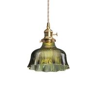 ZBZFGE Japanese Style Green Brass Glass Pendant Light & Vintage Hanging Fixture (Dark Color)