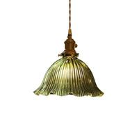 ZBZFGE Japanese Style Green Brass Glass Pendant Light & Vintage Hanging Fixture (Dark Color)