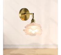 ZBZFGE Lampe Murale Fleurs Roses, Vintage U200bwall Copper Base Gold pour Les Enfants de Chambre à Coucher (Verre givré)
