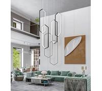 ZBZFGE LED Chandelier Pendant Light pour la Table à Manger de l'escalier Dimmable Suspendu avec Hauteur réglable Forme géométrique en Aluminium IDE idéal Salon Villa hôtel Chambre.