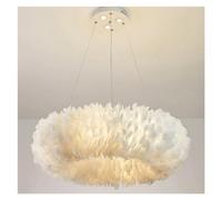 ZBZFGE LED Luxe Light Pendant l'oie en Plumes Livrer Salle à Manger Chambre Champ DE PALLE Lampe HALDING ROMANTICHOME DÉCORATION PLAFICIE Chandelier, LUMIÈRE Hand (Blanc, 50 cm)