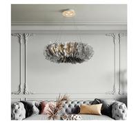 ZBZFGE LED Luxe Light Pendant l'oie en Plumes Livrer Salle à Manger Chambre Champ DE PALLE Lampe HALDING ROMANTICHOME DÉCoration Plafond Chandelier, Lumière Suspendue (Gris, 40 cm)