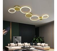 ZBZFGE Light Lamps Round Ring Designer Decorative Ceiling Lamp Dimmable with Remote Control Metal Acrylic for Living Room Hallway Creative,Gold-5 Ring，65W