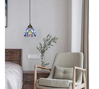 ZBZFGE Lights, Small 6" Wide Stained Glass Hanging Lamp,Antique Rustic Pendant Lamp for Kitchen Island Counter Dining Room Hallway, Blue Ceiling,3p