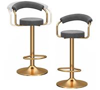 ZBZFGE Lot 2 chaises réglable, Bar en Velours à Hauteur avec Dossier, tabourets Hauts pour comptoir de Cuisine, Bistro, pub (Gris)
