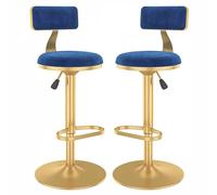 ZBZFGE Lot Chaises pivotantes Salle Manger avec Dossier Bas, vérin à gaz Repose-Pieds Tabourets de Bar réglables en Hauteur pour comptoir, Bistro (Bleu, 40-55 cm)