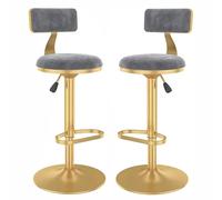 ZBZFGE Lot Chaises pivotantes Salle Manger avec Dossier Bas, vérin à gaz Repose-Pieds Tabourets de Bar réglables en Hauteur pour comptoir, Bistro (Gris, 60-80 cm)