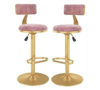 ZBZFGE Lot Chaises pivotantes Salle Manger avec Dossier Bas, vérin à gaz Repose-Pieds Tabourets de Bar réglables en Hauteur pour comptoir, Bistro (Rose, 40-55 cm)