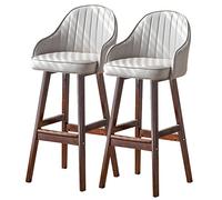 ZBZFGE Lot chaises tabourets Bar à Hauteur comptoir avec Dossier Repose-Pieds, Cadre en Bois, îlot de Cuisine, Bistro, pub, Restaurant, Tabouret Haut rembourré (Gris Clair, 74 cm)