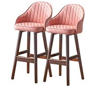 ZBZFGE Lot chaises tabourets Bar à Hauteur comptoir avec Dossier Repose-Pieds, Cadre en Bois, îlot de Cuisine, Bistro, pub, Restaurant, Tabouret Haut rembourré (Rose, 74 cm)