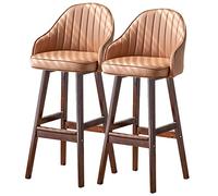 ZBZFGE Lot chaises tabourets Bar à Hauteur comptoir avec Dossier Repose-Pieds, Cadre en Bois, îlot de Cuisine, Bistro, pub, Restaurant, Tabouret Haut rembourré (Marron, 64 cm)