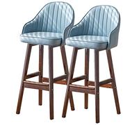 ZBZFGE Lot chaises tabourets Bar à Hauteur comptoir avec Dossier Repose-Pieds, Cadre en Bois, îlot de Cuisine, Bistro, pub, Restaurant, Tabouret Haut rembourré (Bleu Clair, 64 cm)