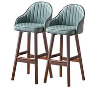 ZBZFGE Lot chaises tabourets Bar à Hauteur comptoir avec Dossier Repose-Pieds, Cadre en Bois, îlot de Cuisine, Bistro, pub, Restaurant, Tabouret Haut rembourré (Vert, 64 cm)