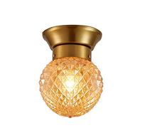ZBZFGE Lumière Glamour montée mi-Chemin avec Une Nuance Globe Verre éclairage de Plafond Finition en Laiton Antique pour Salon Salle à Manger Couloir/Transparent