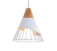 ZBZFGE Lumière Phare Noir Blanc avec Lanterne Finition Fer en Bois chêne 9.8 Lampe Suspendue Industrielle E27 Chandelier pour Salle à Manger de la Cuisine, Non Incluse,