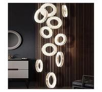 ZBZFGE Lustres à Luxe LED Moderne Compatible avec Le Salon l'escalier Long Anneau cristallin Grand décor de Maison Cristal Indoor Plafond, lumière Suspendue (15lights)