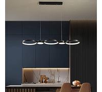 ZBZFGE Lustres à Moderne, 40W Tricolor Tricolor Ring Pendante Lumière, de Plafond Acrylique, Lampe Suspendue linéaire réglable Compatible avec Le Salon Chambre à Manger Chambre ， Noir ， Suspendu