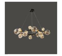 ZBZFGE Luxury Copper for Living Bedroom Dining Room Kitchen Circular Ring Gold Glass Light Pendant Light,s,Gold-15 Head