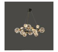 ZBZFGE Luxury Copper for Living Bedroom Dining Room Kitchen Circular Ring Gold Glass Light Pendant Light,s,Gold-15 Head