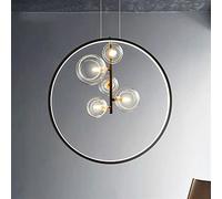 ZBZFGE Metal Hanging Black Bright Round Ring Pendant Compatible with Bar Dining Room Entrance Bedside Suspension,Ceiling Light Fixture,S