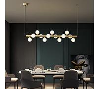 ZBZFGE Nordic Brass Magic Bean Pendant Light for Dining Room Island, Mid Century Plafond Lighting Globe Glass, Linear Chandelier 13 Lights-Gold 100x25cm (39x10inch)