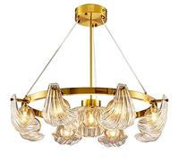 ZBZFGE Northern Europe Shell Chandelier Dinning Room Chadow Crystal Glass Pendant Lights Dining Salle Study Tricolor Tricolor Semballage Lights ， Lampe Suspendue