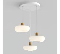 ZBZFGE Pendant 3-Light Cluster Ceiling Hanging Lamp Milk Cream Nordic Linear Round Chandelier for Dining Room, Kitchen Island, Bedroom, and More (Color: White)