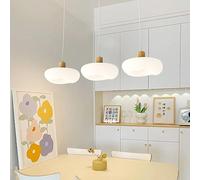 ZBZFGE Pendant 3-Light Cluster Ceiling Hanging Lamp Milk Cream Nordic Linear Round Chandelier for Dining Room, Kitchen Island, Bedroom, and More (Color: White)