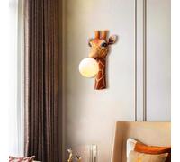 ZBZFGE Pièces Applique Murale d'intérieur Cerf Applique Murale 3D Résine Éclairage Mural Créatif Moderne Abat-Jour en Verre Rond Lampe de Chevet Garçon Fille Lampe de Pépinière Décoration Murale