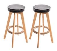 ZBZFGE pivotants, Bar Bois 29 Pouces Hauteur d'assise, tabourets Hauts en Cuir PU pour îlot de Cuisine, pub Bistro, Restaurant, Assemblage Facile (noir-2ps)