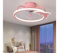 ZBZFGE Plafond de Chambre pour Enfants Lampe à Fans avec télécommande légère pour Ajuster Le du Ventilateur de température de Couleur à 3 Vitesses, la lumière Suspendue (Rose)