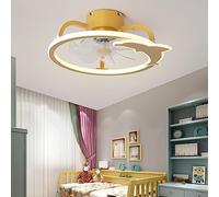 ZBZFGE Plafond de Chambre pour Enfants Lampe à Fans avec télécommande Lumineuse pour Ajuster Le du Ventilateur de température de Couleur à 3 Vitesses, la lumière Suspendue (Or)