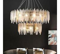 ZBZFGE Plafond Moderne Feuille légère en Verre givré Transparent Pendentif Salon Light Villa Restaurant., Chandelier