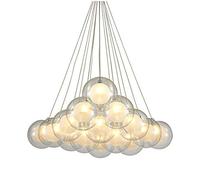 ZBZFGE Restaurant Minimaliste Chandelier Multi Glass Bubble Artistic Creative for Living Room Lampes Chambre à Coucher pour Enfants Éclairage LED (Couleur 15 balles) Fait