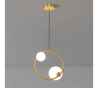 ZBZFGE Ring Pendant Light, Lampe Suspendue métal électroplatée avec des Lampes de Suspension à Nuance en Verre, W Drop Lights, Bedroom Bedside S 3 Color Mode, Wide Application