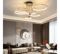 ZBZFGE Salon télécommande dimmable, plafonnier Bague en métal Acrylique Compatible avec étude Salle Manger à la Chambre, de Plafond