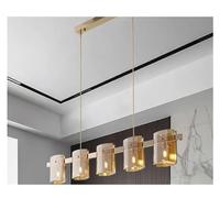 ZBZFGE Smoked Decoration Luxury Glass Ceiling Pendant Restaurant Living Room Bedroom Fixtures,Ceiling Light Fixture,Amber-L140cm