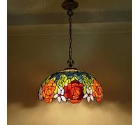 ZBZFGE Style, Two Color Rose Stained Glass Ceiling Pendant Light for Living Room Bedroom Dinning Kitchen Island Hallway,46cmB,40cma