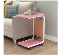 ZBZFGE Table d'appoint en Forme de C avec roulettes, Table d'appoint pour canapé Roulant, Table pour Ordinateur Portable, Petit établi pour Chambre à Coucher, Salon, éère de Rangement Ouverte