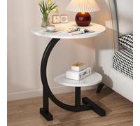 ZBZFGE Table d'appoint Ronde à 2 Niveaux avec éère, Petite Table d'appoint Ronde pour Salon, Chambre à Coucher, Table de Chevet élégante F
