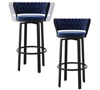 ZBZFGE Tabourets de Bar à Hauteur de comptoir pivotant, Bartools en Velours rembourré avec Dos, 26/30 u201c tabourets Hauts avec Jambe en métal Repose-Pied, 330 lbs (Blue-2PS, 65 cm / 26 Pouces)