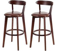 ZBZFGE Tabourets de Bar en Cuir PU, chaises de tabourets de Hauteur de Bar, Cadre en Bois, arrière Repose-Pieds, comptoir de Cuisine, Tabouret de Bar de Salle à Manger (brun-2ps, 61 cm)